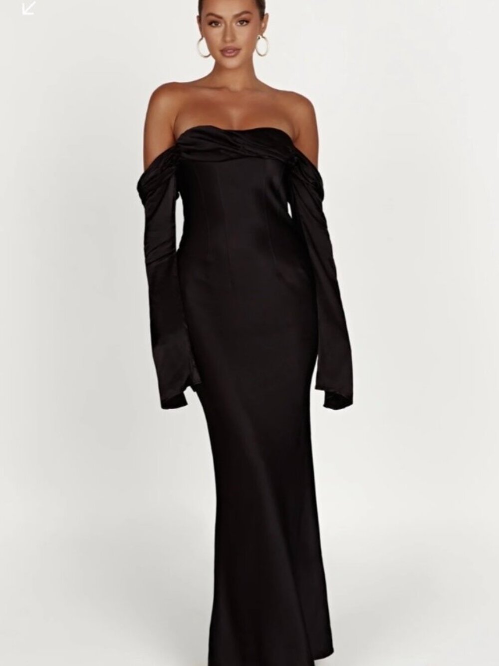 Meshki Black Off Shoulder Cowl Neck Maxi Dress - Black Size S
